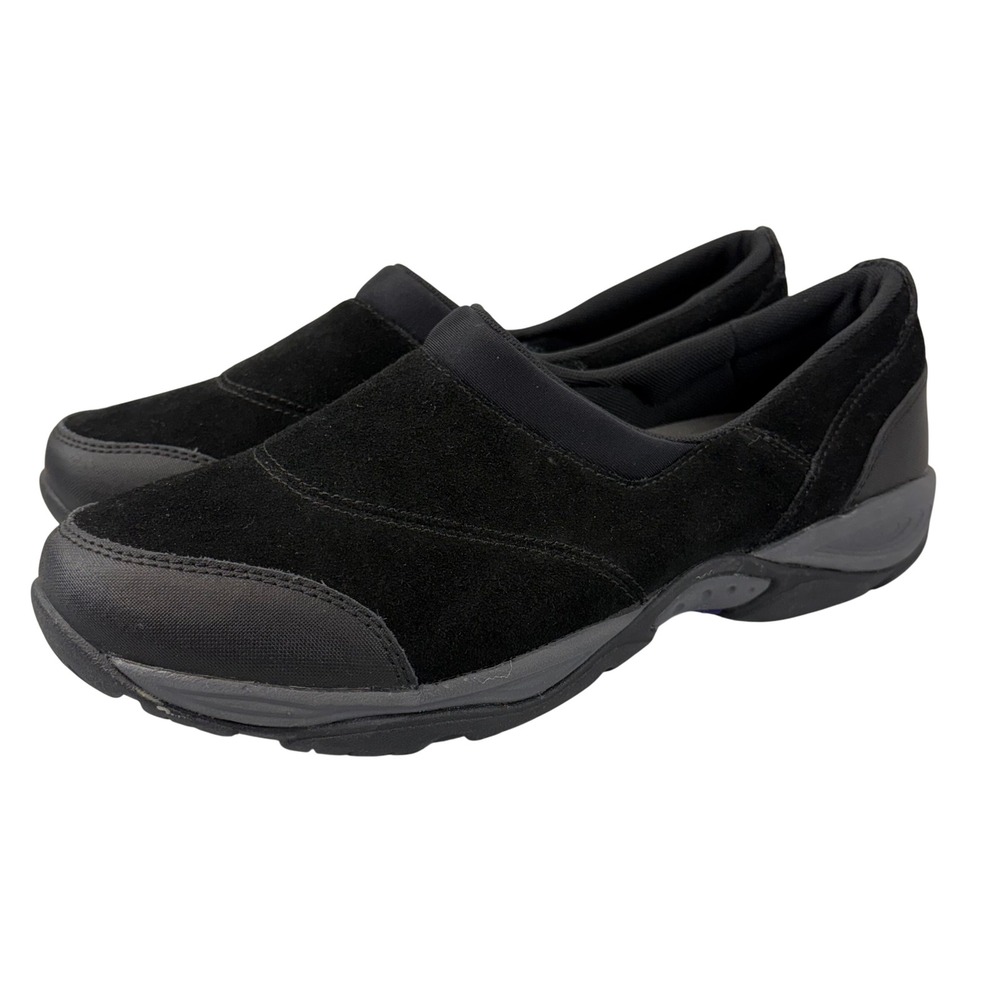Easy Spirit Explorer 24 Women's 10M Black Suede Slip-On Loafer Comfort Shoe